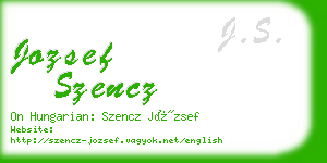 jozsef szencz business card